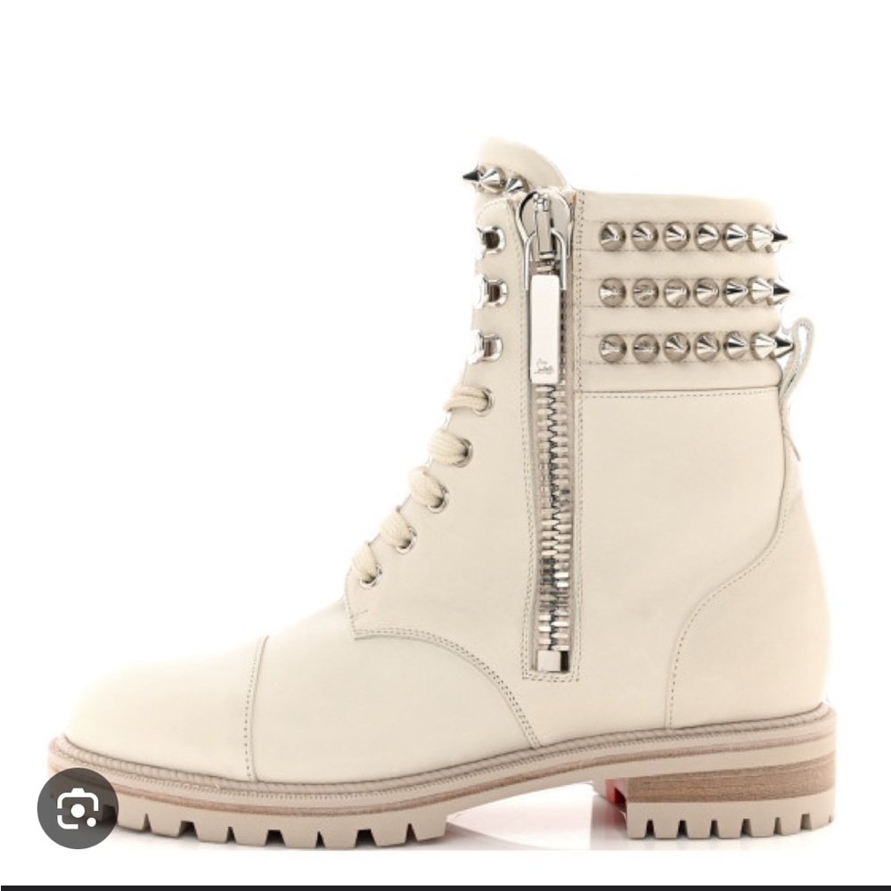 Christian Louboutin Calfskin Winter Spikes Combat Boots